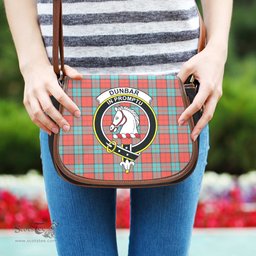 Scottish Dunbar Ancient Tartan Saddle Crossbody Bag with Family Crest Scottish Plaid Tartan Plaid - ScotsTee - scotstee.com