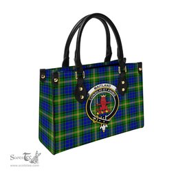 Scottish Maitland Tartan Leather Bag for Women with Family Crest Scottish Plaid Tartan Plaid - ScotsTee - scotstee.com