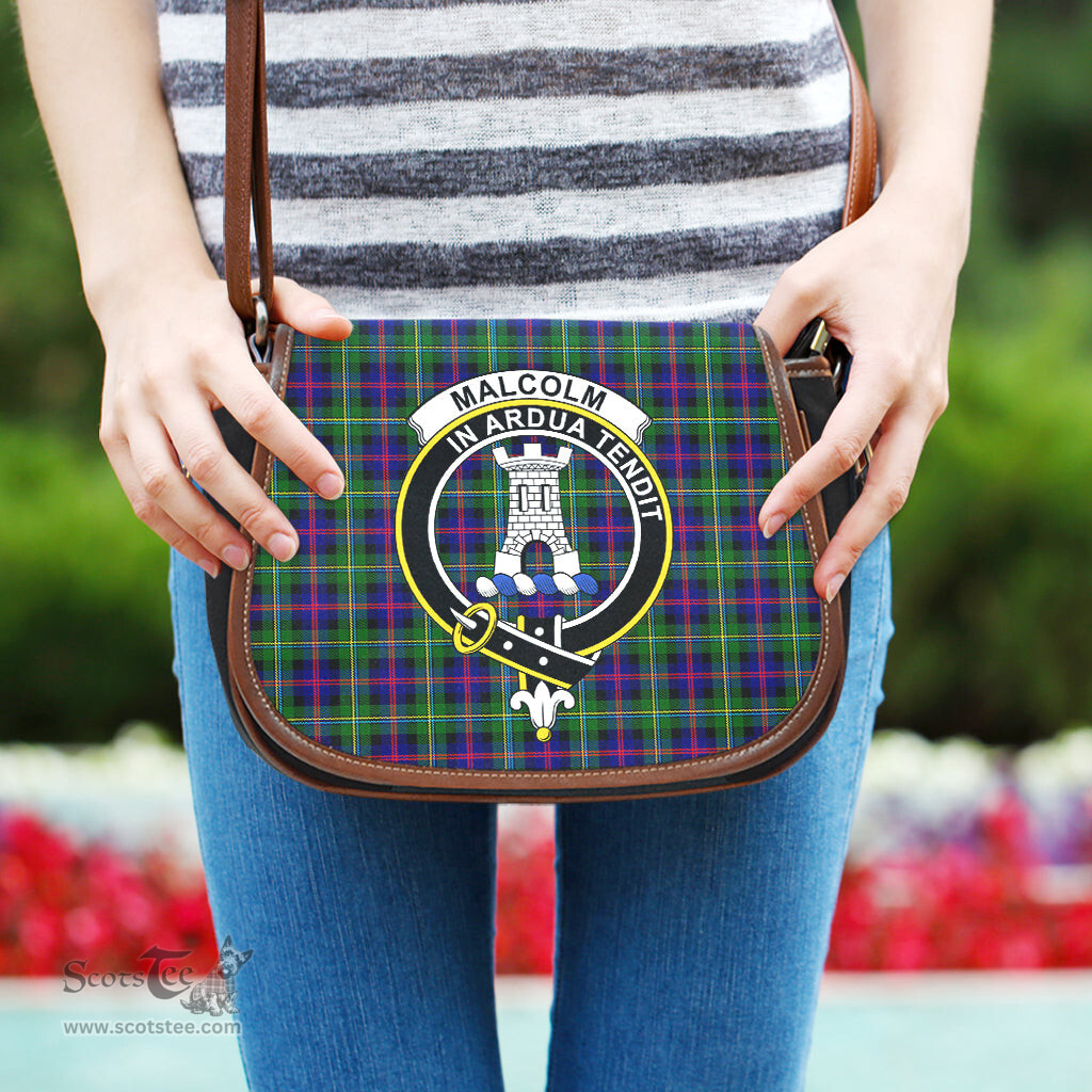 Scottish Malcolm Tartan Saddle Crossbody Bag with Family Crest Scottish Plaid Tartan Plaid - ScotsTee - scotstee.com