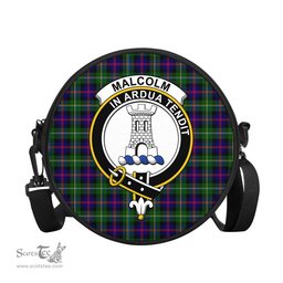 Scottish Malcolm Tartan Round Crossbody Bags - Round Purse with Family Crest Scottish Plaid Tartan Plaid - ScotsTee - scotstee.com