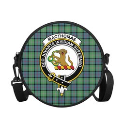 Scottish MacThomas Ancient Tartan Round Crossbody Bags - Round Purse with Family Crest Scottish Plaid Tartan Plaid - ScotsTee - scotstee.com