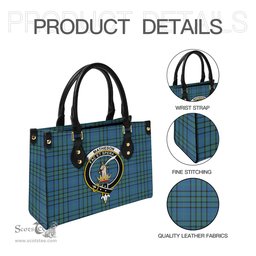 Scottish Matheson Hunting Ancient Tartan Leather Bag for Women with Family Crest Scottish Plaid Tartan Plaid - ScotsTee - scotstee.com