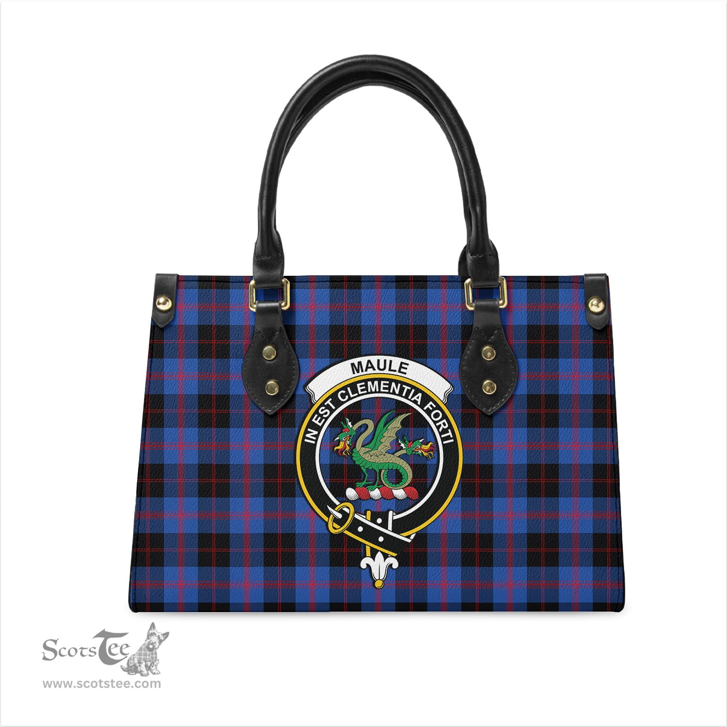 Scottish Maule Tartan Leather Bag for Women with Family Crest Scottish Plaid Tartan Plaid - ScotsTee - scotstee.com