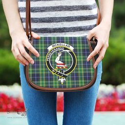 Scottish McKellar Tartan Saddle Crossbody Bag with Family Crest Scottish Plaid Tartan Plaid - ScotsTee - scotstee.com