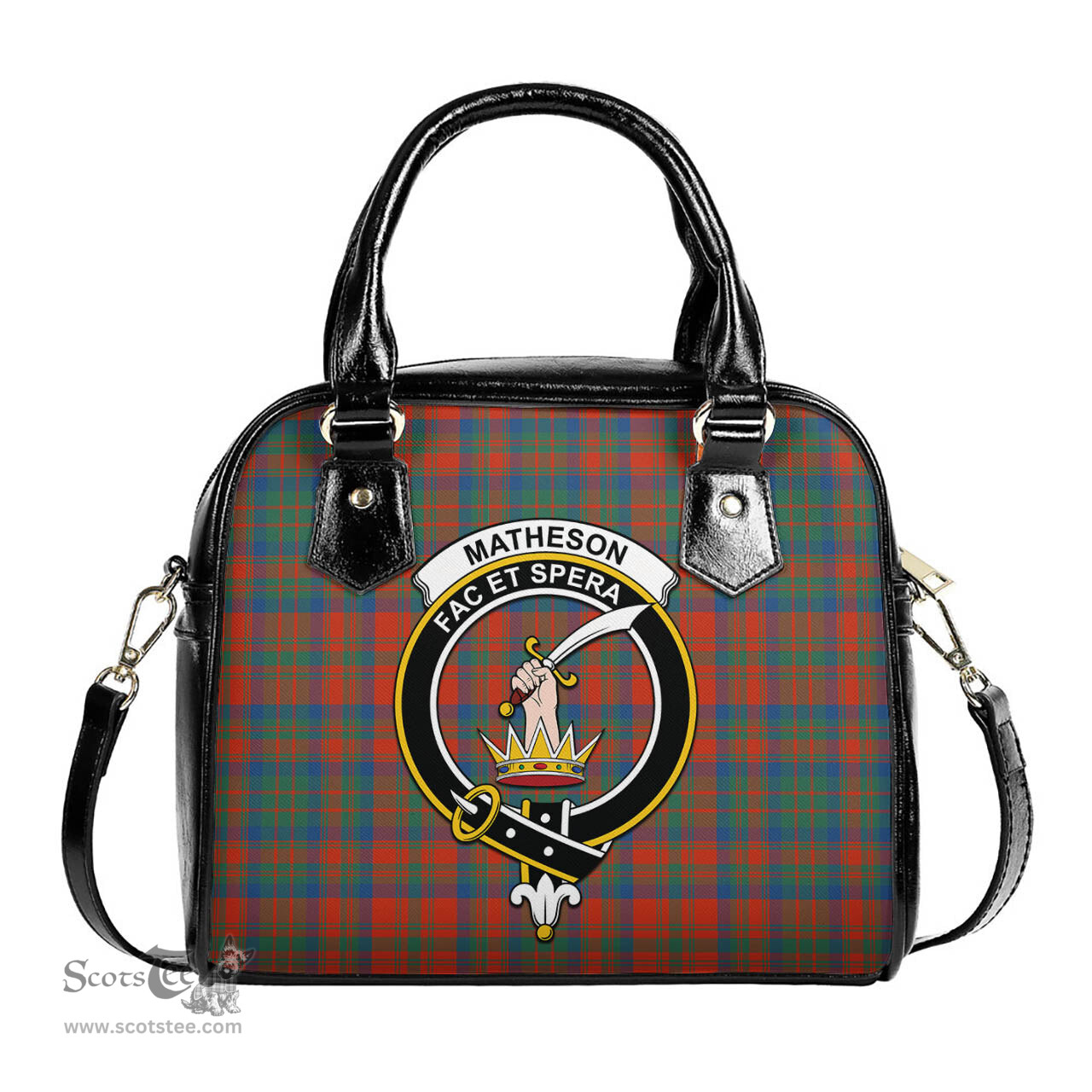 Scottish Matheson Ancient Tartan Shoulder Handbags with Family Crest Scottish Plaid Tartan Plaid - ScotsTee - scotstee.com