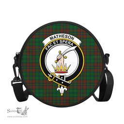 Scottish Matheson Hunting Highland Tartan Round Crossbody Bags - Round Purse with Family Crest Scottish Plaid Tartan Plaid - ScotsTee - scotstee.com