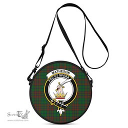 Scottish Matheson Hunting Highland Tartan Round Crossbody Bags - Round Purse with Family Crest Scottish Plaid Tartan Plaid - ScotsTee - scotstee.com
