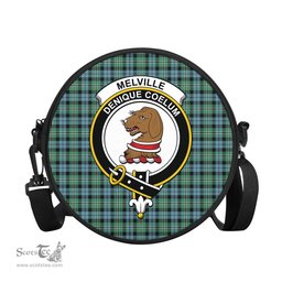 Scottish Melville Ancient Tartan Round Crossbody Bags - Round Purse with Family Crest Scottish Plaid Tartan Plaid - ScotsTee - scotstee.com