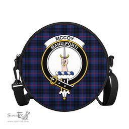Scottish McCoy Blue Tartan Round Crossbody Bags - Round Purse with Family Crest Scottish Plaid Tartan Plaid - ScotsTee - scotstee.com