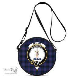Scottish McCoy Blue Tartan Round Crossbody Bags - Round Purse with Family Crest Scottish Plaid Tartan Plaid - ScotsTee - scotstee.com