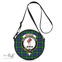 Scottish Meldrum Tartan Round Crossbody Bags - Round Purse with Family Crest Scottish Plaid Tartan Plaid - ScotsTee - scotstee.com