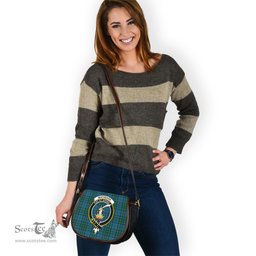 Scottish Matheson Hunting Tartan Saddle Crossbody Bag with Family Crest Scottish Plaid Tartan Plaid - ScotsTee - scotstee.com
