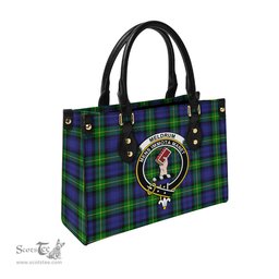 Scottish Meldrum Tartan Leather Bag for Women with Family Crest Scottish Plaid Tartan Plaid - ScotsTee - scotstee.com