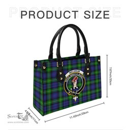 Scottish Meldrum Tartan Leather Bag for Women with Family Crest Scottish Plaid Tartan Plaid - ScotsTee - scotstee.com