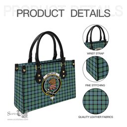 Scottish Melville Ancient Tartan Leather Bag for Women with Family Crest Scottish Plaid Tartan Plaid - ScotsTee - scotstee.com