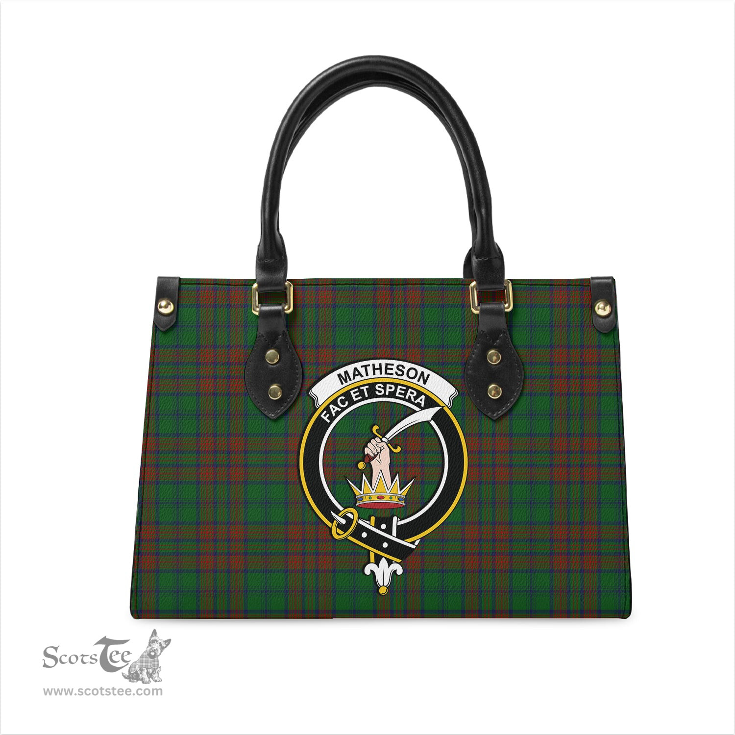Scottish Matheson Hunting Highland Tartan Leather Bag for Women with Family Crest Scottish Plaid Tartan Plaid - ScotsTee - scotstee.com