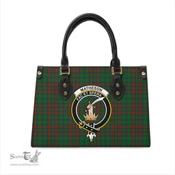Scottish Matheson Hunting Highland Tartan Leather Bag for Women with Family Crest Scottish Plaid Tartan Plaid - ScotsTee - scotstee.com