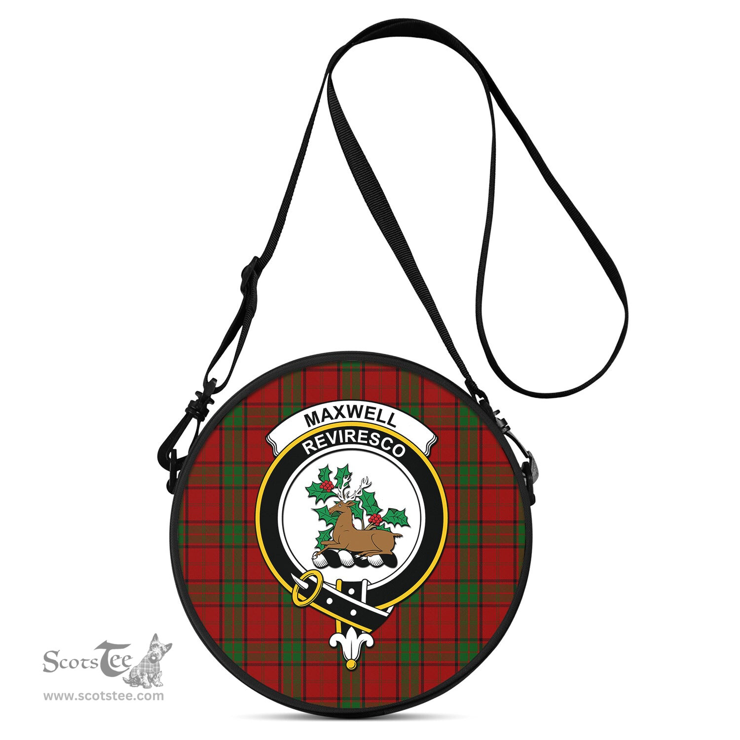 Scottish Maxwell Tartan Round Crossbody Bags - Round Purse with Family Crest Scottish Plaid Tartan Plaid - ScotsTee - scotstee.com