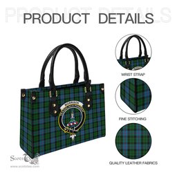 Scottish Morrison Society Tartan Leather Bag for Women with Family Crest Scottish Plaid Tartan Plaid - ScotsTee - scotstee.com