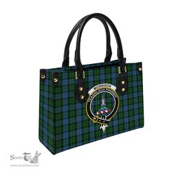 Scottish Morrison Society Tartan Leather Bag for Women with Family Crest Scottish Plaid Tartan Plaid - ScotsTee - scotstee.com