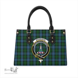 Scottish Morrison Society Tartan Leather Bag for Women with Family Crest Scottish Plaid Tartan Plaid - ScotsTee - scotstee.com