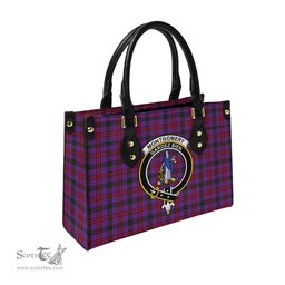 Scottish Montgomery Modern Tartan Leather Bag for Women with Family Crest Scottish Plaid Tartan Plaid - ScotsTee - scotstee.com