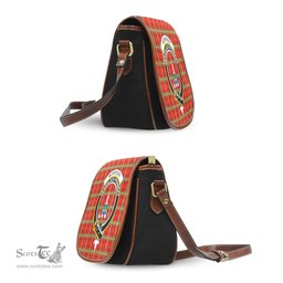 Scottish Morrison Red Modern Tartan Saddle Crossbody Bag with Family Crest Scottish Plaid Tartan Plaid - ScotsTee - scotstee.com
