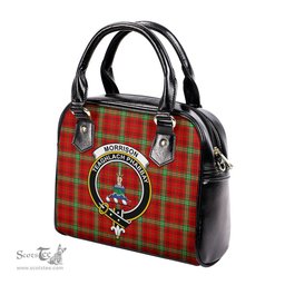 Scottish Morrison Red Modern Tartan Shoulder Handbags with Family Crest Scottish Plaid Tartan Plaid - ScotsTee - scotstee.com