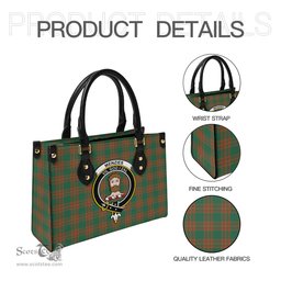 Scottish Menzies Green Ancient Tartan Leather Bag for Women with Family Crest Scottish Plaid Tartan Plaid - ScotsTee - scotstee.com
