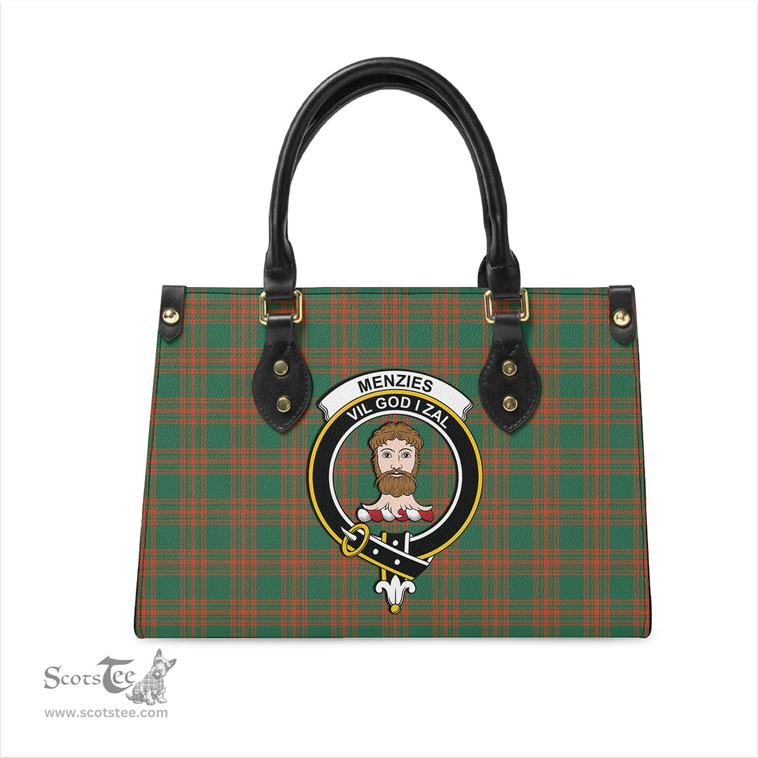 Scottish Menzies Green Ancient Tartan Leather Bag for Women with Family Crest Scottish Plaid Tartan Plaid - ScotsTee - scotstee.com