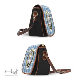 Scottish Menzies Dress Blue and White Tartan Saddle Crossbody Bag with Family Crest Scottish Plaid Tartan Plaid - ScotsTee - scotstee.com