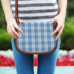 Scottish Menzies Dress Blue and White Tartan Saddle Crossbody Bag Scottish Plaid Tartan Plaid - ScotsTee - scotstee.com