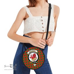 Scottish Moncrieff Modern Tartan Round Crossbody Bags - Round Purse with Family Crest Scottish Plaid Tartan Plaid - ScotsTee - scotstee.com
