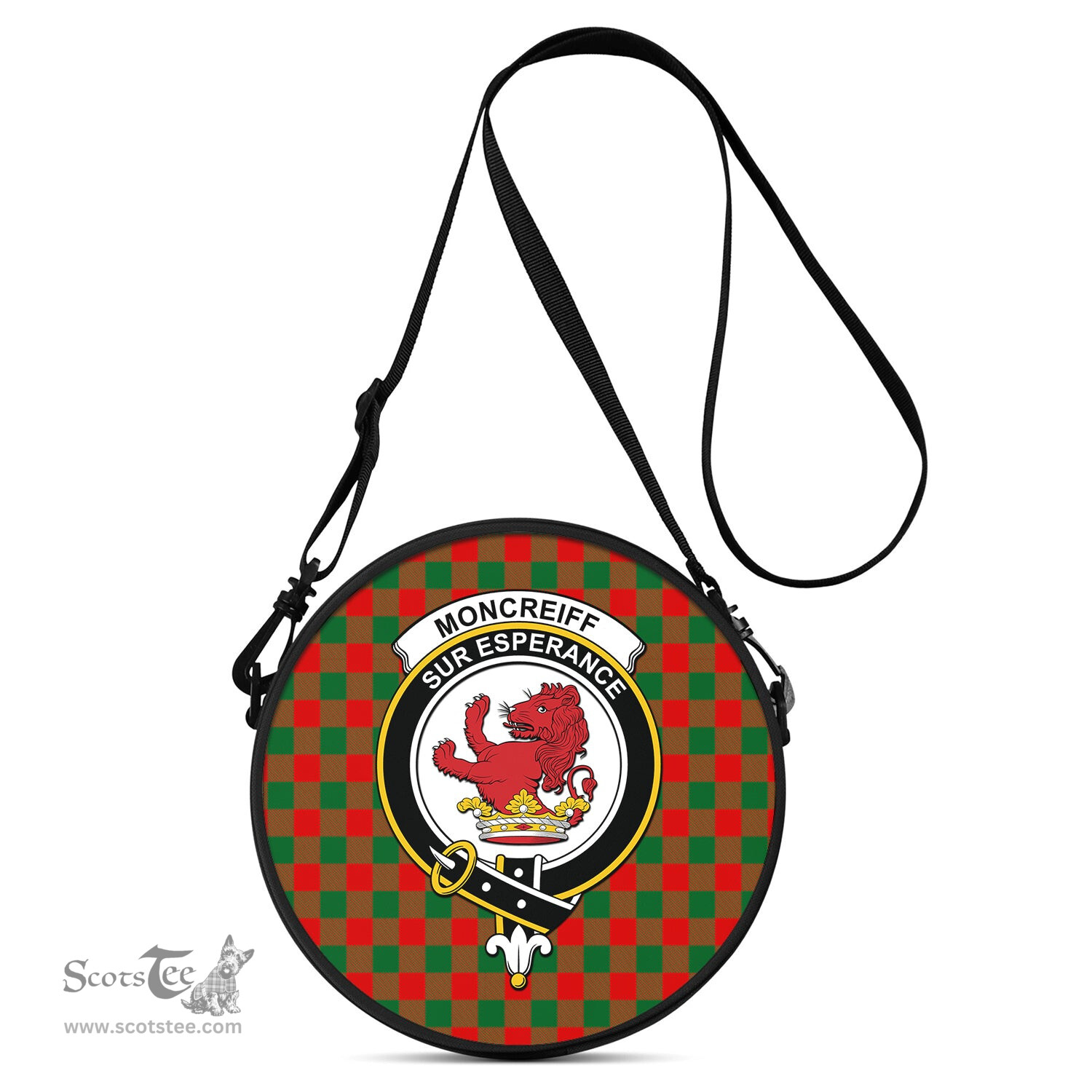 Scottish Moncrieff Modern Tartan Round Crossbody Bags - Round Purse with Family Crest Scottish Plaid Tartan Plaid - ScotsTee - scotstee.com