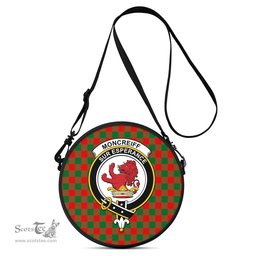 Scottish Moncrieff Modern Tartan Round Crossbody Bags - Round Purse with Family Crest Scottish Plaid Tartan Plaid - ScotsTee - scotstee.com