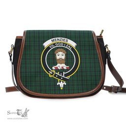 Scottish Menzies Green Tartan Saddle Crossbody Bag with Family Crest Scottish Plaid Tartan Plaid - ScotsTee - scotstee.com