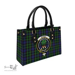 Scottish Mowat Tartan Leather Bag for Women with Family Crest Scottish Plaid Tartan Plaid - ScotsTee - scotstee.com