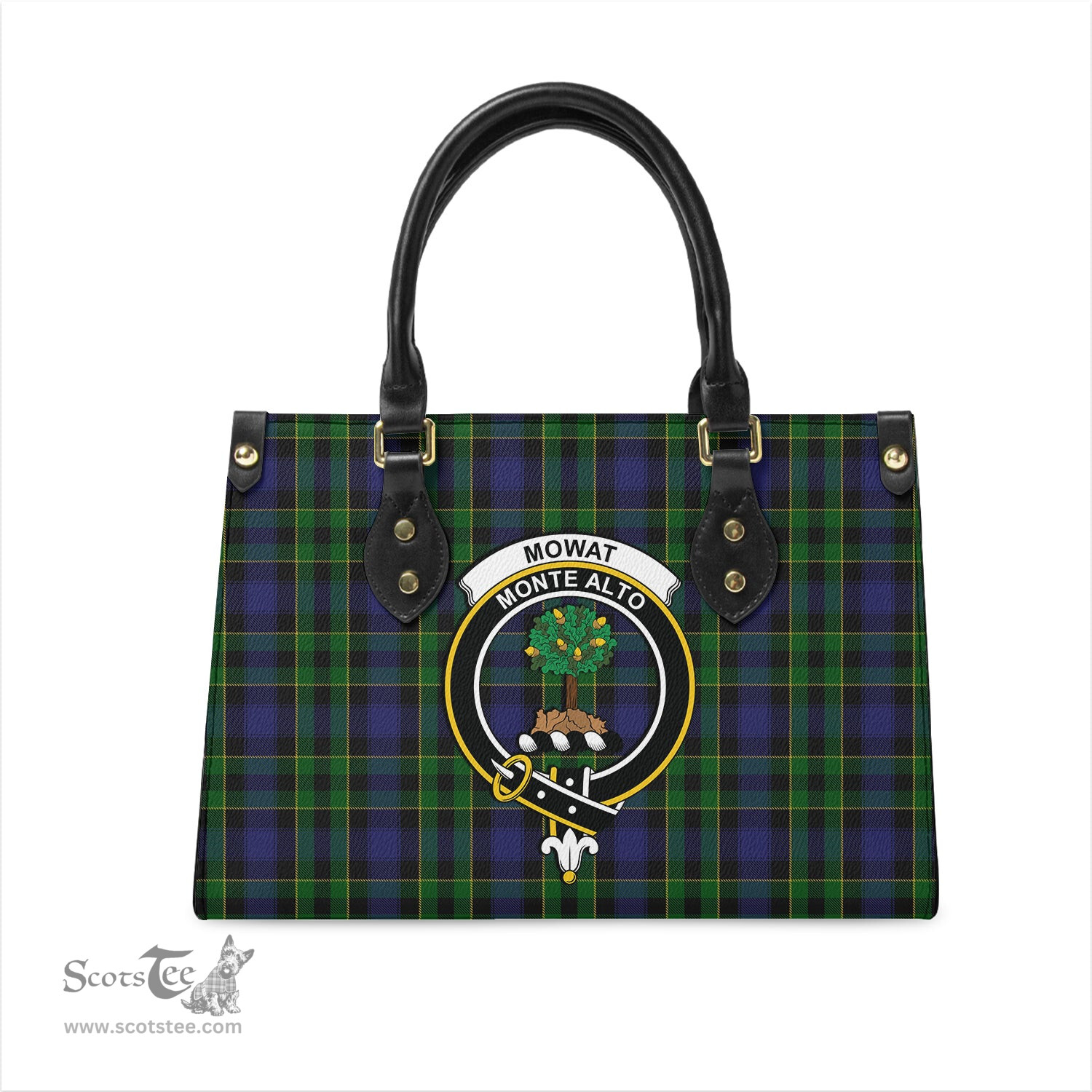 Scottish Mowat Tartan Leather Bag for Women with Family Crest Scottish Plaid Tartan Plaid - ScotsTee - scotstee.com