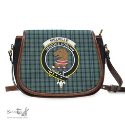 Scottish Melville Tartan Saddle Crossbody Bag with Family Crest Scottish Plaid Tartan Plaid - ScotsTee - scotstee.com