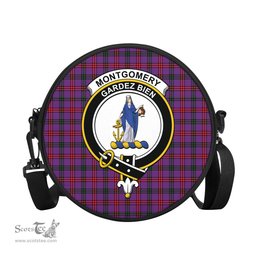 Scottish Montgomery Modern Tartan Round Crossbody Bags - Round Purse with Family Crest Scottish Plaid Tartan Plaid - ScotsTee - scotstee.com