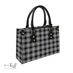 Scottish Menzies Black and White Tartan Leather Bag for Women Scottish Plaid Tartan Plaid - ScotsTee - scotstee.com
