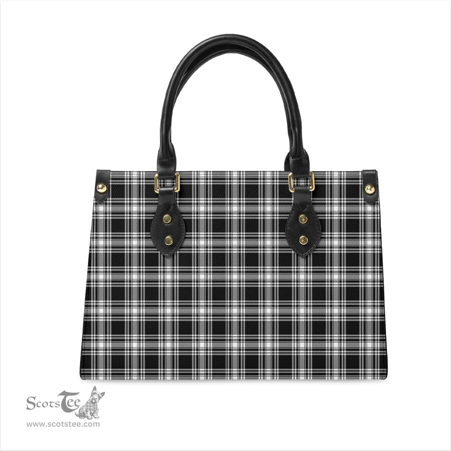 Scottish Menzies Black and White Tartan Leather Bag for Women Scottish Plaid Tartan Plaid - ScotsTee - scotstee.com