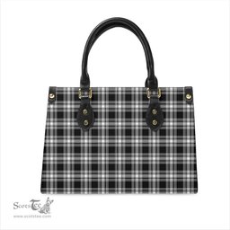 Scottish Menzies Black and White Tartan Leather Bag for Women Scottish Plaid Tartan Plaid - ScotsTee - scotstee.com