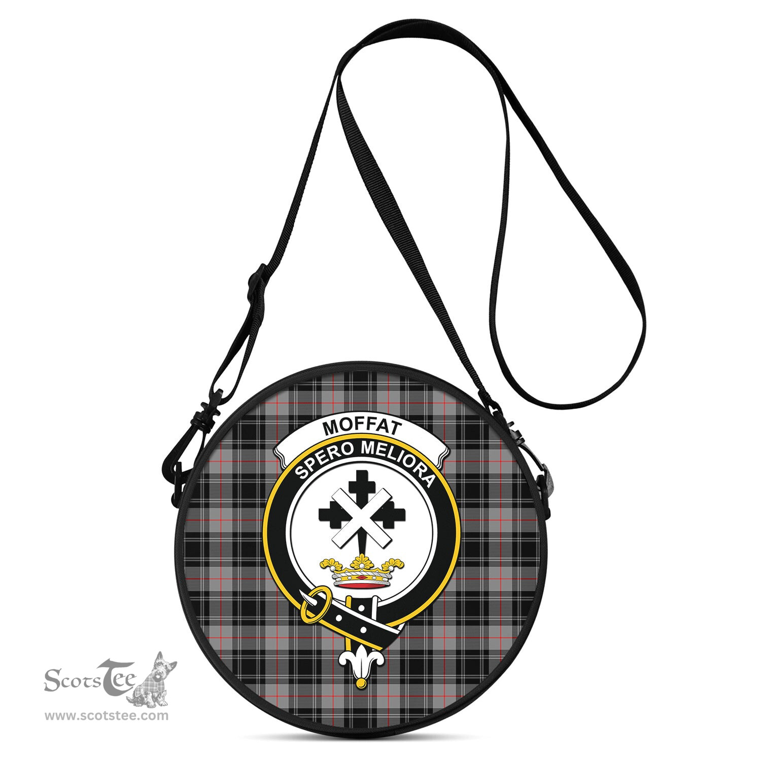 Scottish Moffat Modern Tartan Round Crossbody Bags - Round Purse with Family Crest Scottish Plaid Tartan Plaid - ScotsTee - scotstee.com