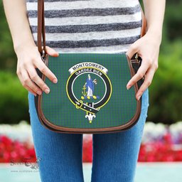 Scottish Montgomery Tartan Saddle Crossbody Bag with Family Crest Scottish Plaid Tartan Plaid - ScotsTee - scotstee.com