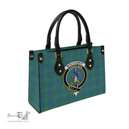 Scottish Montgomery Ancient Tartan Leather Bag for Women with Family Crest Scottish Plaid Tartan Plaid - ScotsTee - scotstee.com