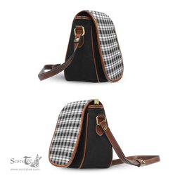 Scottish Menzies Black and White Tartan Saddle Crossbody Bag Scottish Plaid Tartan Plaid - ScotsTee - scotstee.com