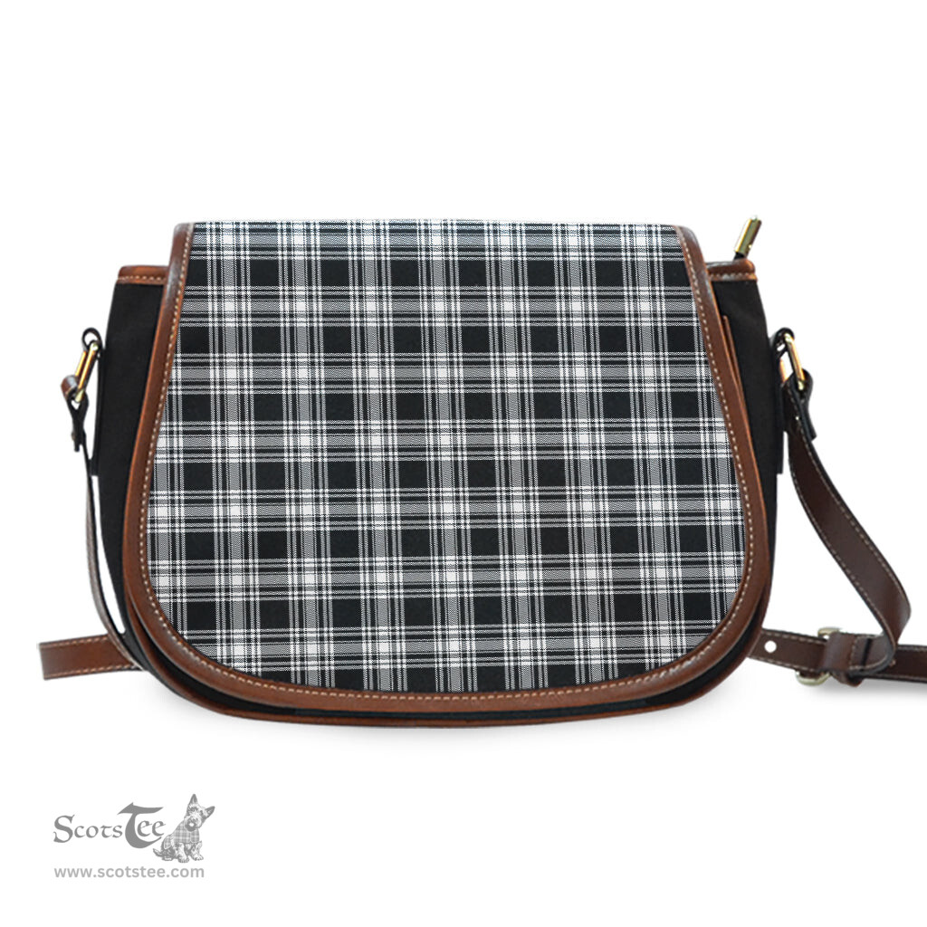 Scottish Menzies Black and White Tartan Saddle Crossbody Bag Scottish Plaid Tartan Plaid - ScotsTee - scotstee.com