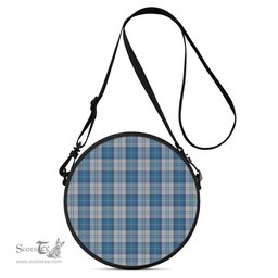 Scottish Menzies Dress Blue and White Tartan Round Crossbody Bags - Round Purse Scottish Plaid Tartan Plaid - ScotsTee - scotstee.com