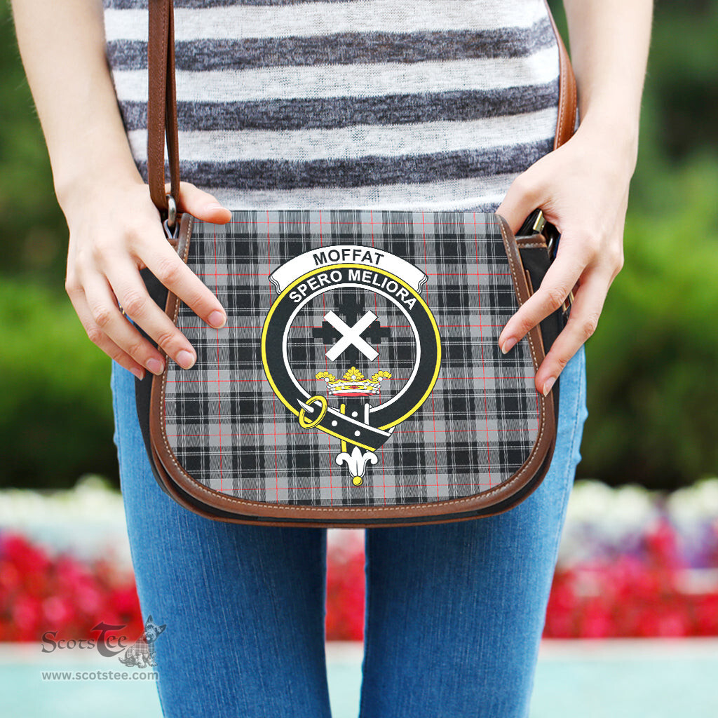 Scottish Moffat Modern Tartan Saddle Crossbody Bag with Family Crest Scottish Plaid Tartan Plaid - ScotsTee - scotstee.com